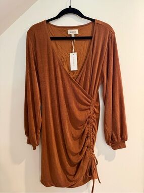 NWT L*Space Rust Brown Wrap Dress